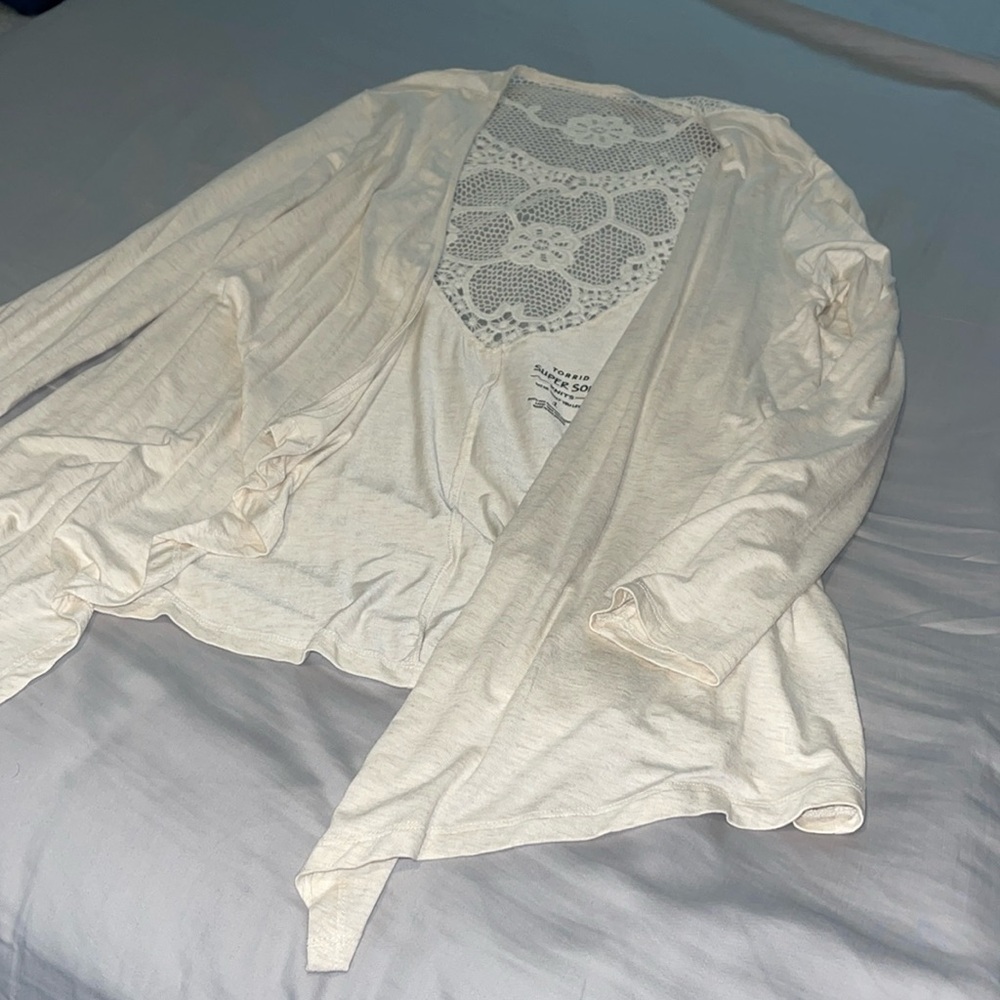 Torrid super soft knit crochet back cardigan- size 1/14